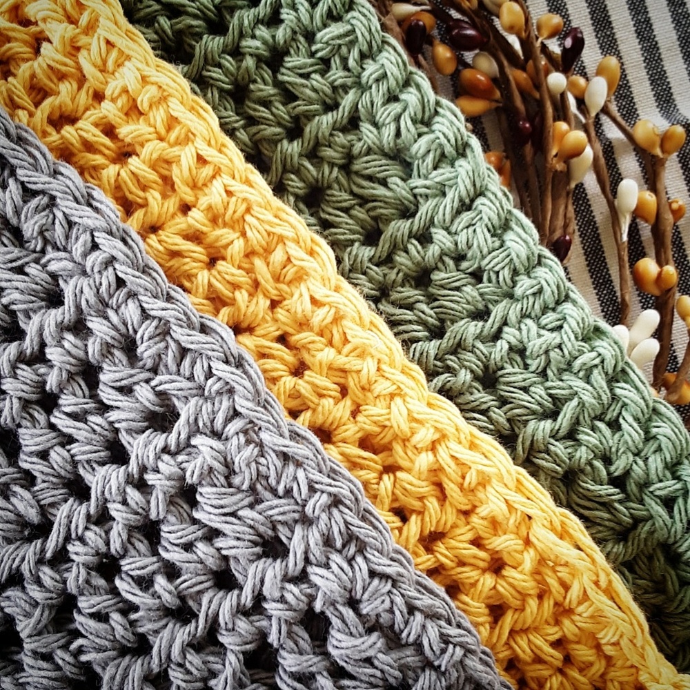 Crocheted dishcloths Set of three